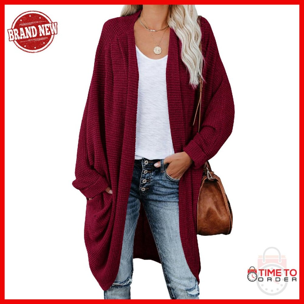 Oversized Chunky Cable Knit Cardigan With Batwing Sleeves And Pockets